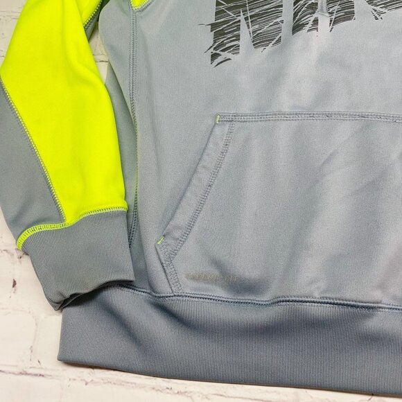 Nike Youth Large Quarter Zip Therma-Fit Hoodie Gray Neon Yellow Polyester - Picture 3 of 7